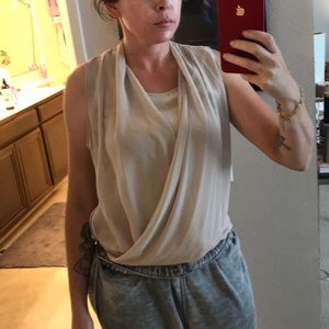 All saints silk crepe nude draped top S